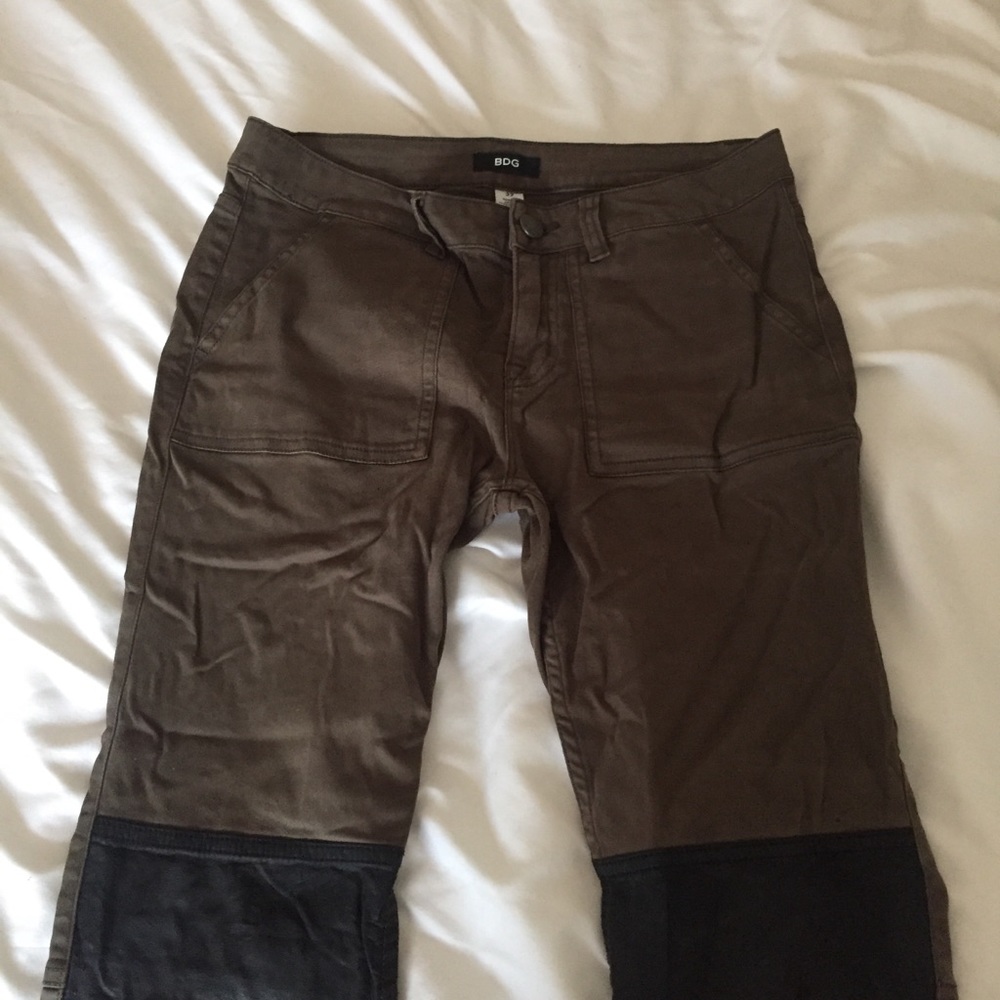 BDG khaki and leather cargo pants